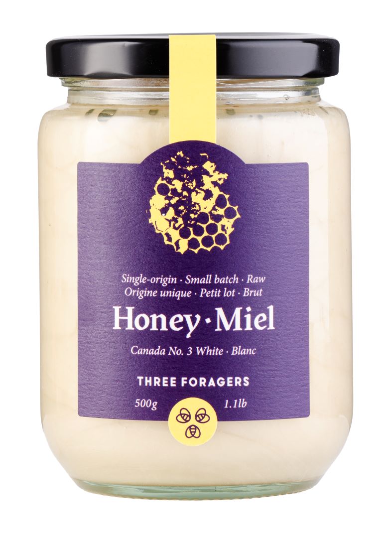 Three Foragers creamed honey — smooth, white, and spreadable